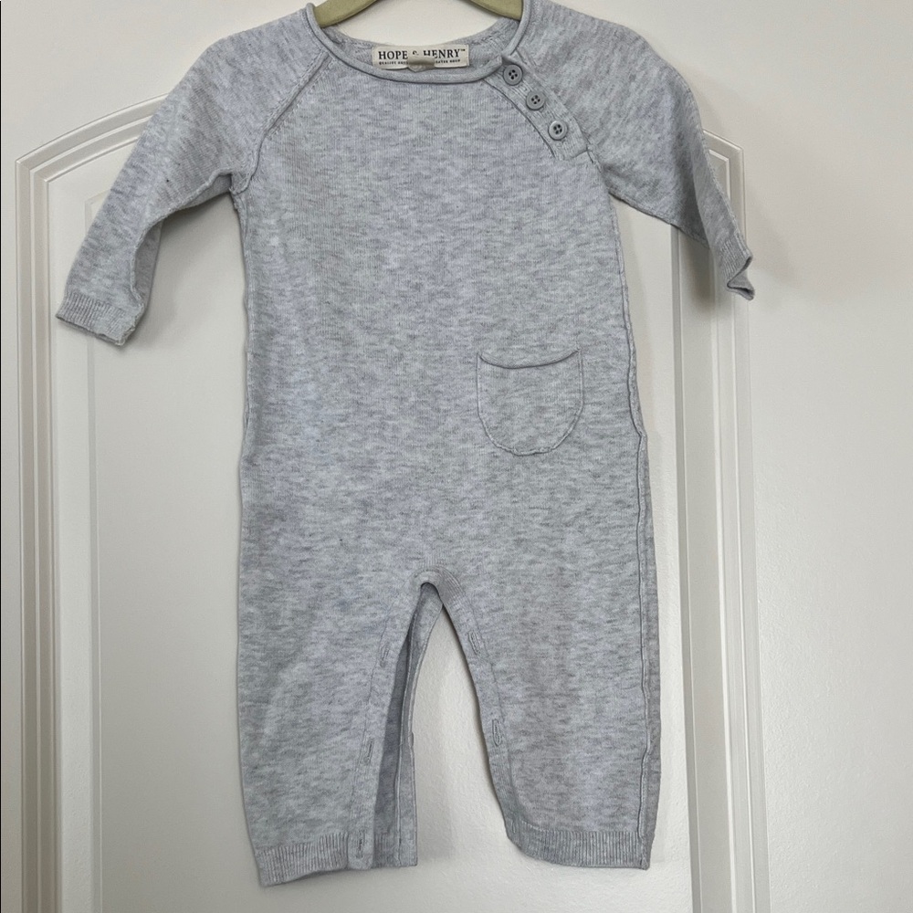 Hope & Henry | (3-6M) Light Gray Kids One Piece Sweater Romper
